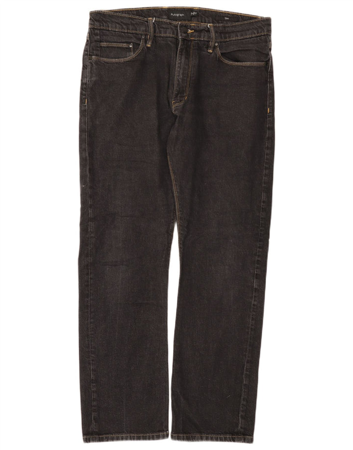 Jeans slim autografati da uomo Marks & Spencer W34 L31 cotone nero