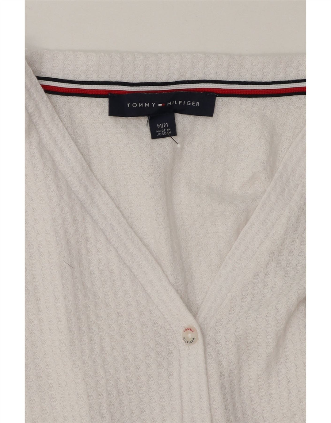 TOMMY HILFIGER Womens Oversized Cardigan Sweater UK 14 Medium White Vintage Tommy Hilfiger and Second-Hand Tommy Hilfiger from Messina Hembry 
