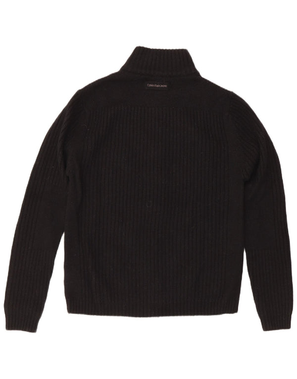 Maglione cardigan da uomo Calvin Klein grande lana merino nera