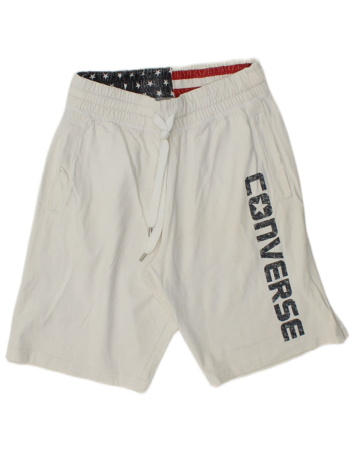 Pantaloncini sportivi con grafica da uomo Converse piccoli in cotone bianco