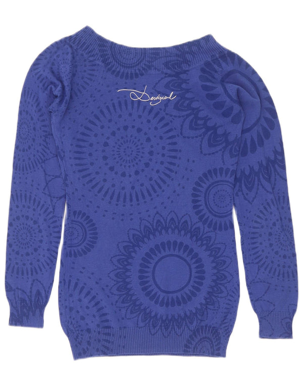Desigual Donna Maglione con scollo a barca Maglione UK 8 Piccolo Blu Navy Paisley