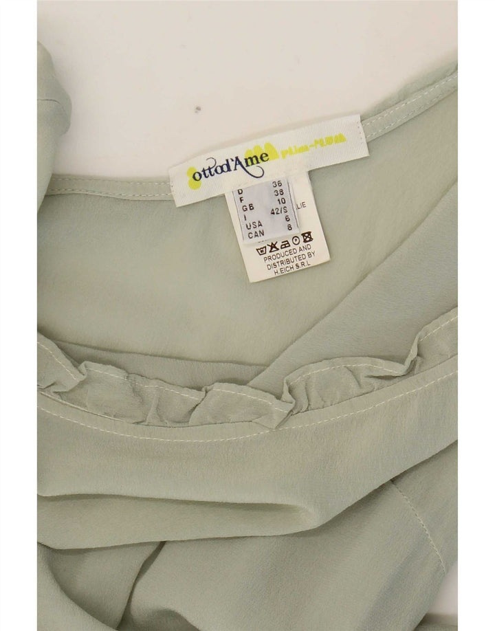 Camicetta da donna con maniche a 3/4 Ottod'Ame UK 10 piccola seta verde