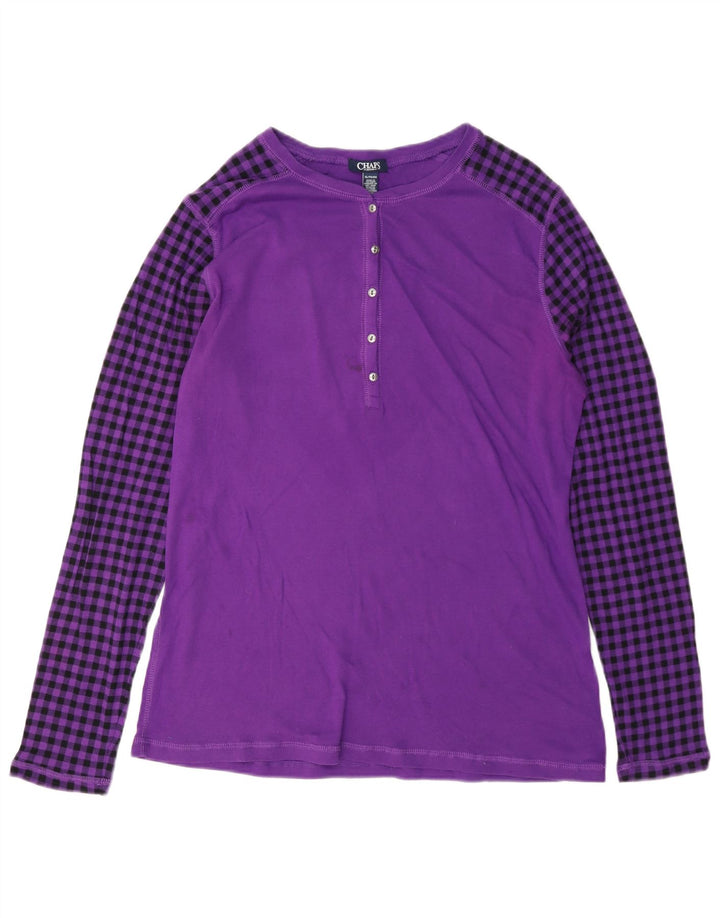 Top da donna a maniche lunghe Chaps UK 18 XL cotone a quadri viola