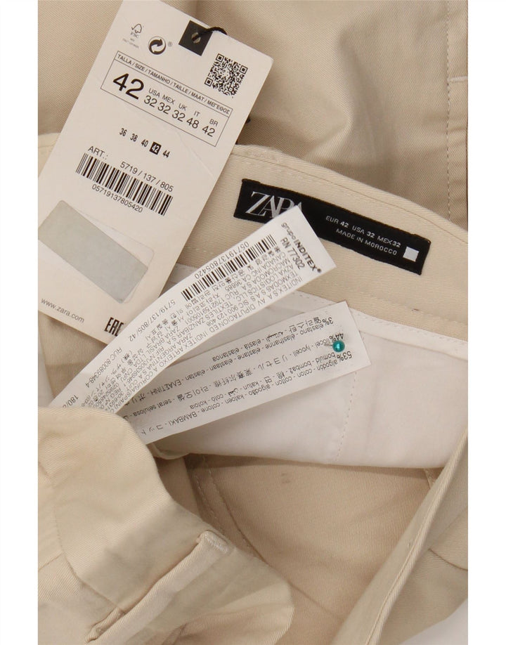 Pantaloncini chino da uomo Zara W32 in cotone beige medio