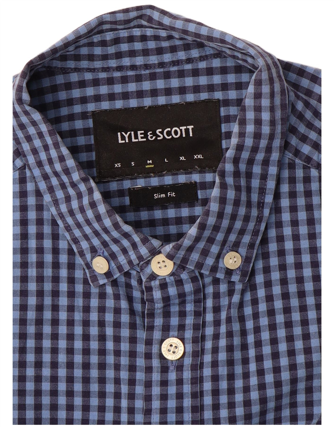 Camicia slim fit da uomo Lyle & Scott a quadretti blu medio