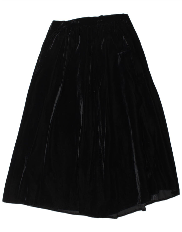 Gonna svasata a vita alta in velluto da donna VINTAGE IT 44 media W28 nera