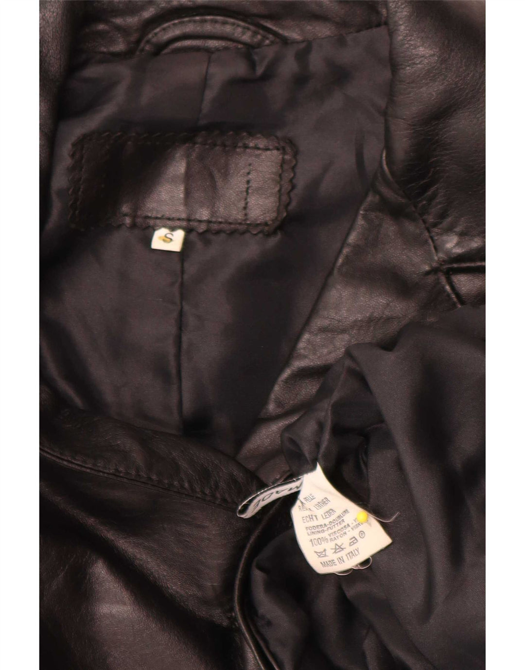 Giacca blazer in pelle oversize da donna vintage a 3 bottoni UK 10 piccola nera