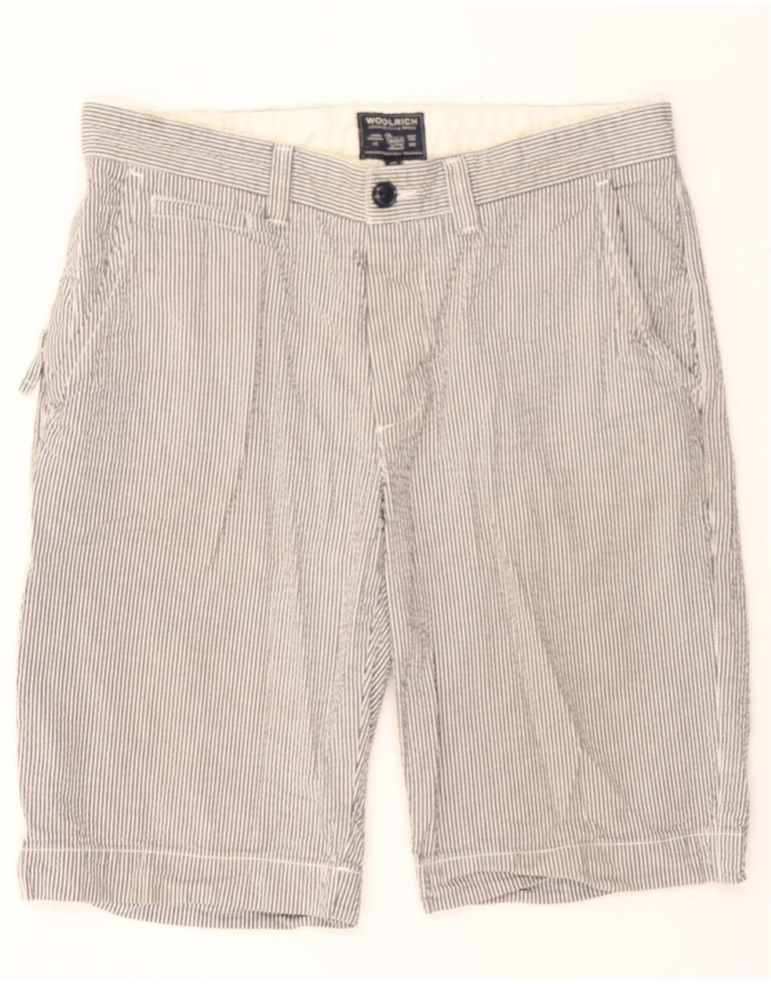 WOOLRICH Mens Casual Shorts W32 Medium Grey Striped Vintage Woolrich and Second-Hand Woolrich from Messina Hembry 