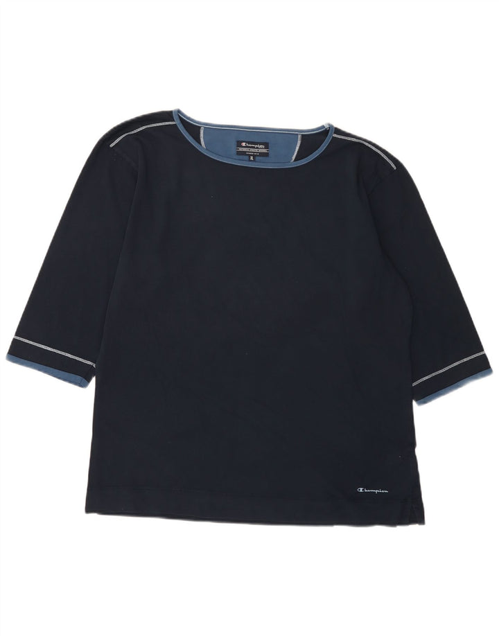 Maglia da donna Champion manica 3/4 UK 18 XL cotone blu navy