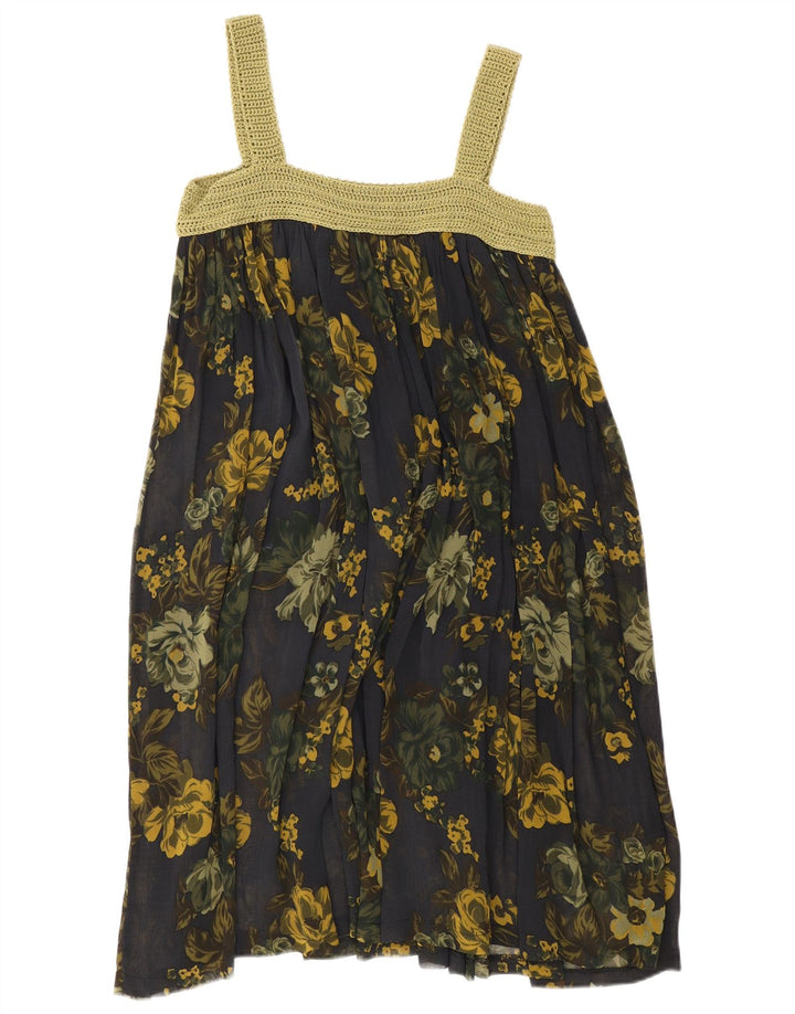 Prendisole vintage da donna UK 8 piccolo floreale blu navy