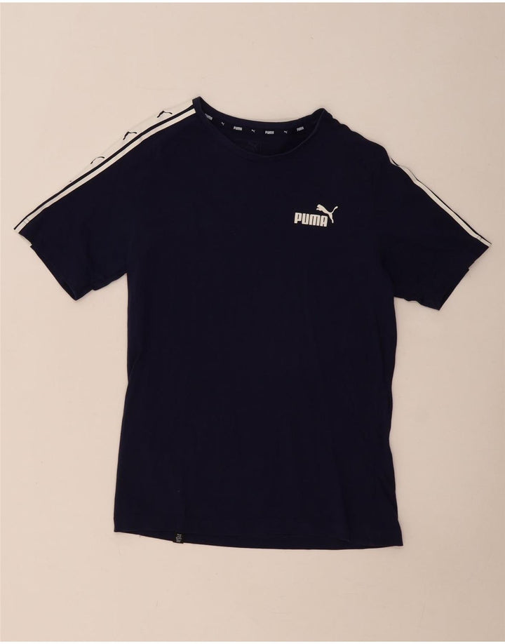 T-shirt grafica da uomo PUMA Top Small blu navy color block