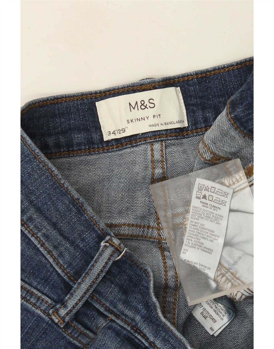 Jeans skinny da uomo Marks & Spencer W34 L29 cotone blu