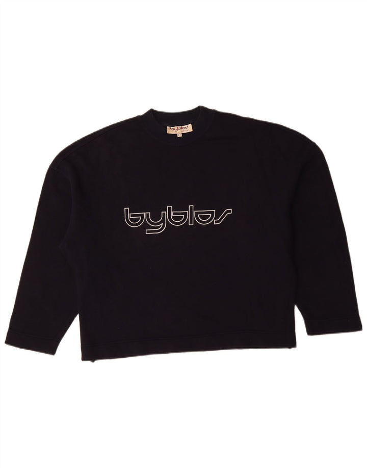 Byblos Donna Felpa Corta Oversize Maglione US 8 Medio Blu Navy
