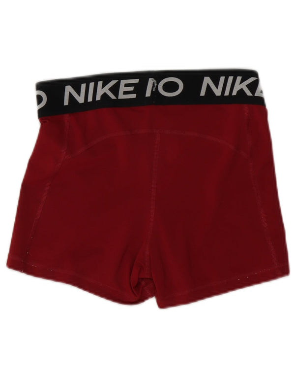 Pantaloncini sportivi Nike Dri Fit Graphic da donna UK 12 Medium Burgundy Colourblock