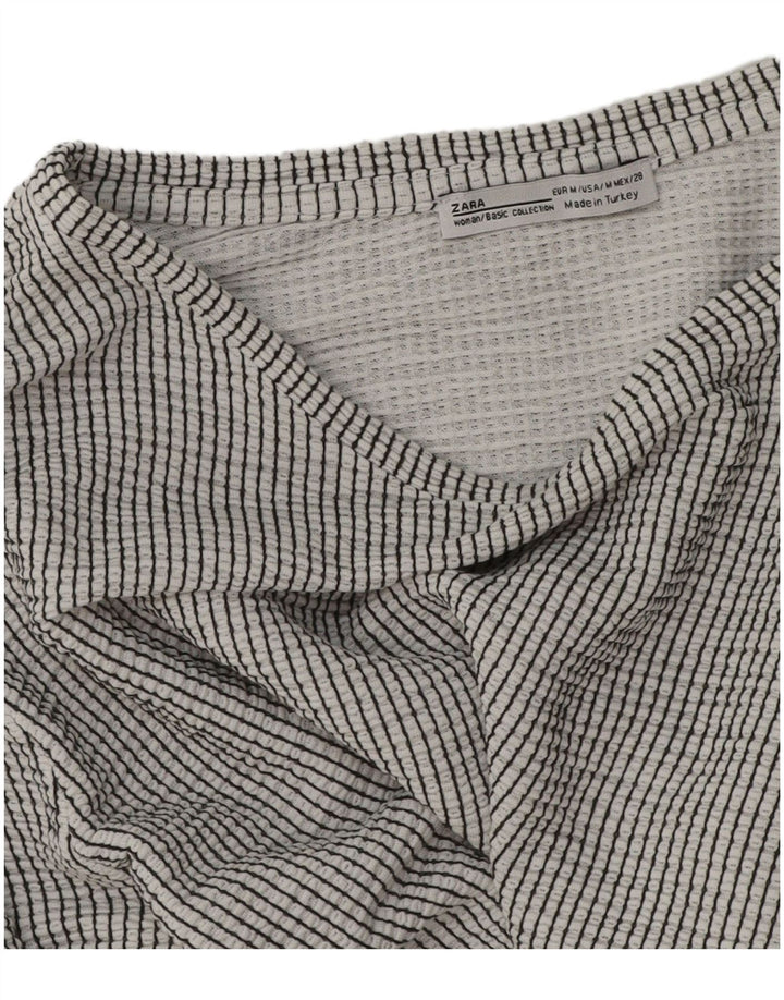 Top corto da donna Zara a maniche lunghe UK 14 grigio medio gessato