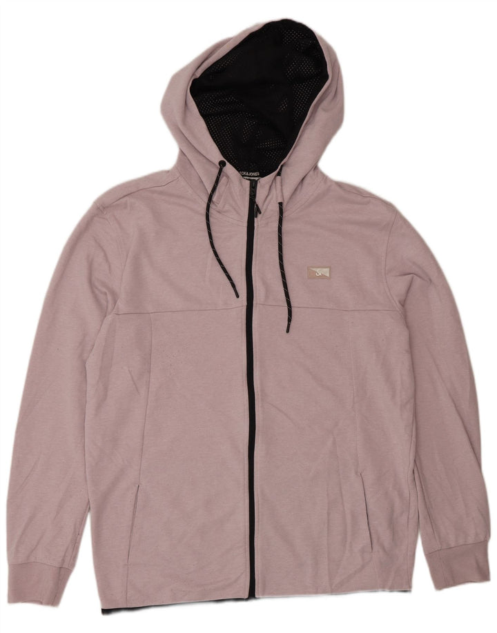 Maglione con cappuccio e zip da uomo Jack & Jones grande rosa in poliestere