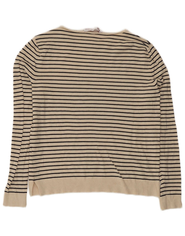 Top Zara da donna a vestibilità ampia a maniche lunghe UK 6 XS in viscosa a righe bianco sporco