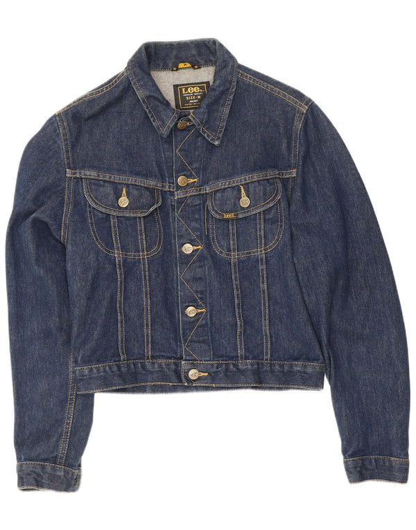 Giacca in denim corta da donna Lee UK 12 cotone blu navy medio