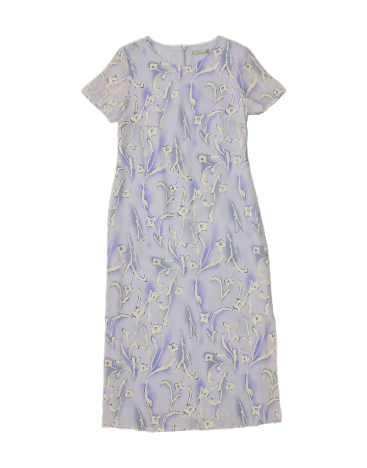 VINTAGE Womens Maxi Dress UK 10 Small Blue Floral Polyester Vintage Vintage and Second-Hand Vintage from Messina Hembry 