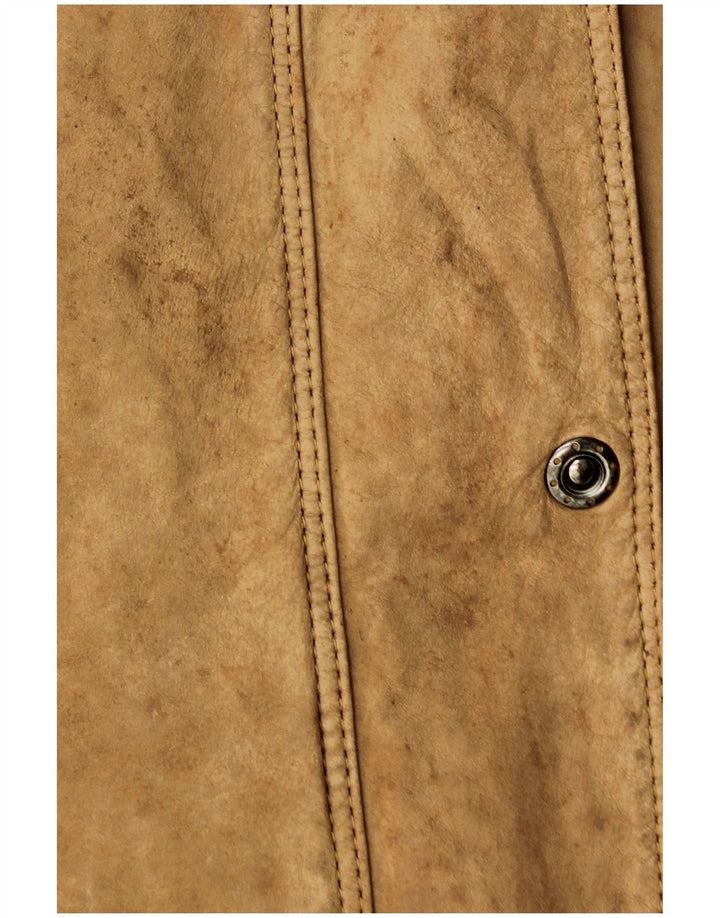 Giacca in pelle oversize da donna vintage IT 46 grande in pelle beige