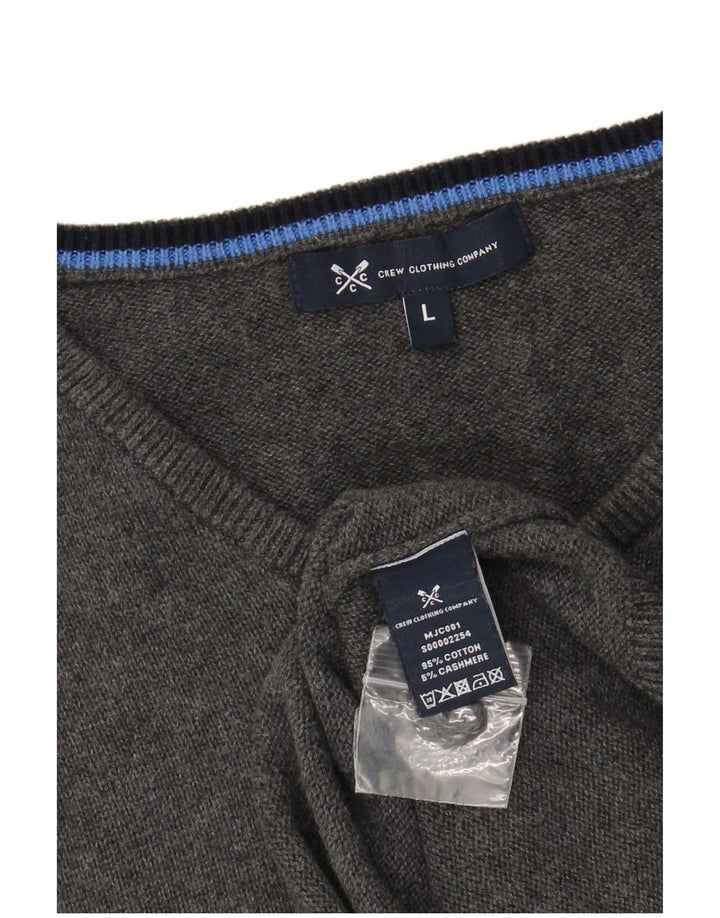 Crew Clothing Maglione da uomo con scollo a V grande cotone grigio