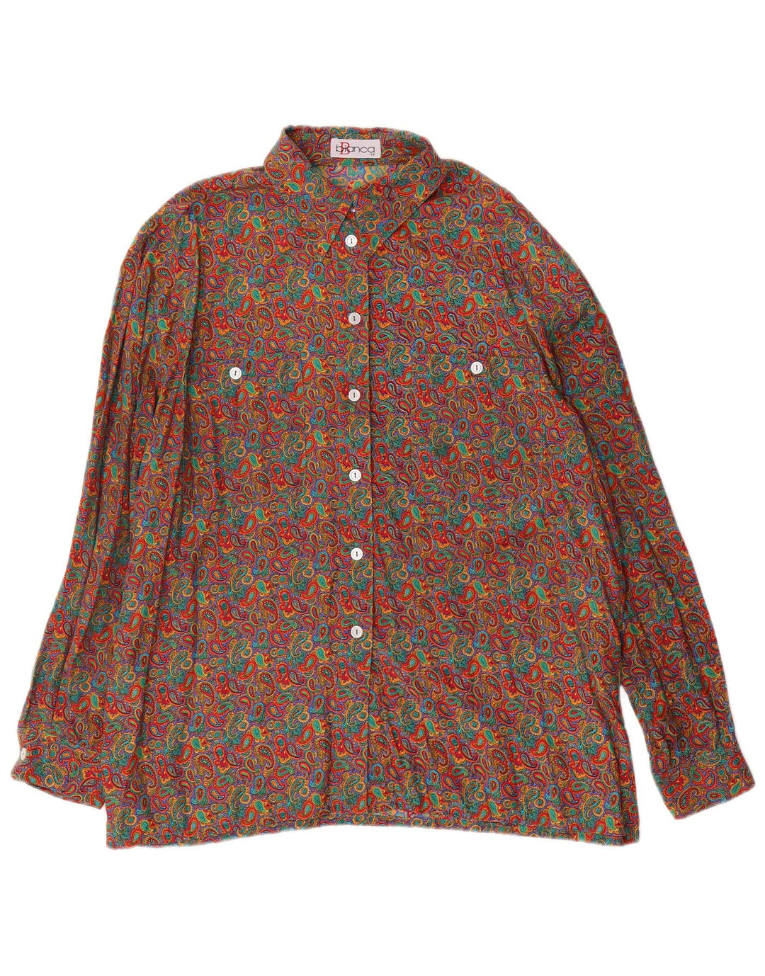 BIANCA Camicia da donna vestibilità ampia camicetta EU 42 grande Paisley multicolore