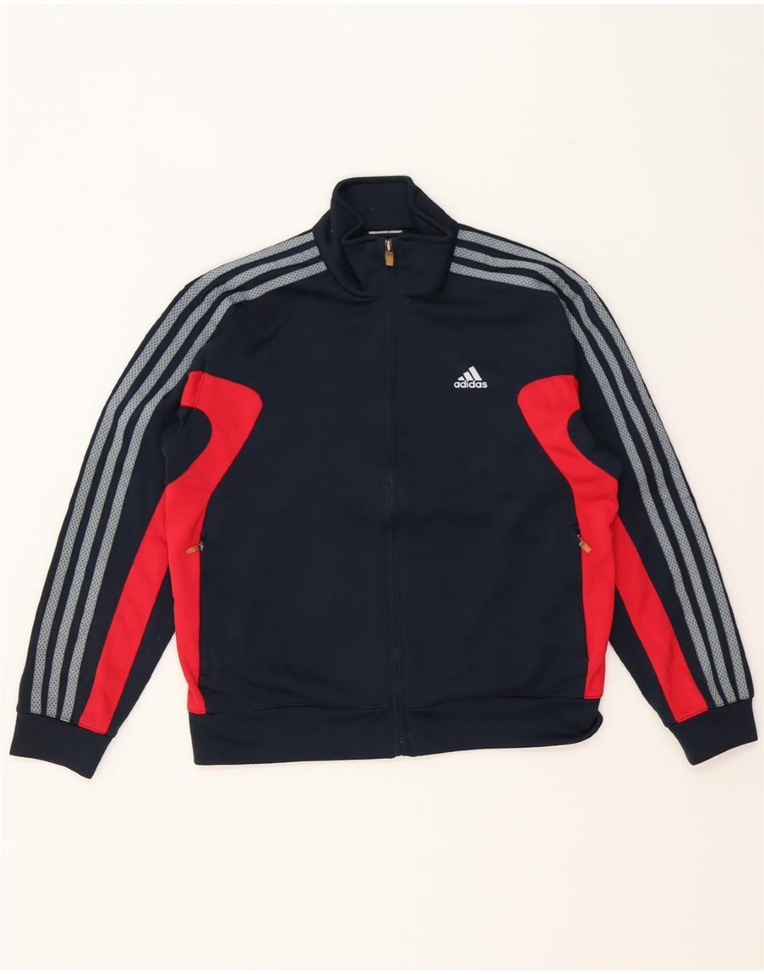 ADIDAS Boys Tracksuit Top Jacket 11-12 Years Navy Blue Colourblock Vintage Adidas and Second-Hand Adidas from Messina Hembry 