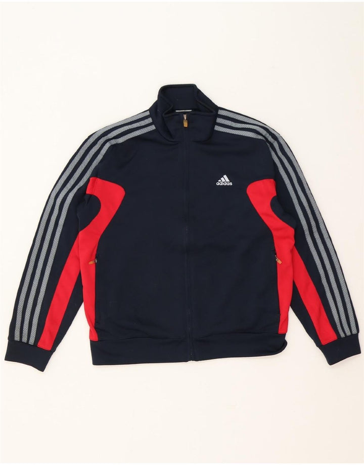 ADIDAS Boys Tracksuit Top Jacket 11-12 Years Navy Blue Colourblock Vintage Adidas and Second-Hand Adidas from Messina Hembry 