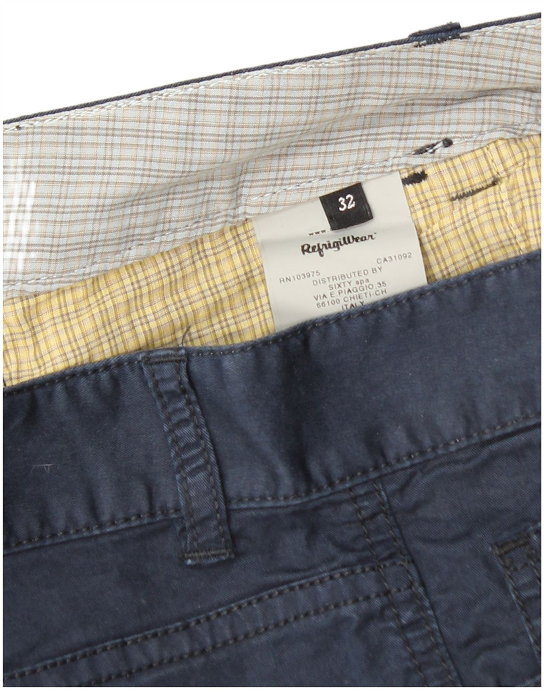 REFRIGIWEAR Pantaloncini casual da uomo W32 medio cotone blu navy