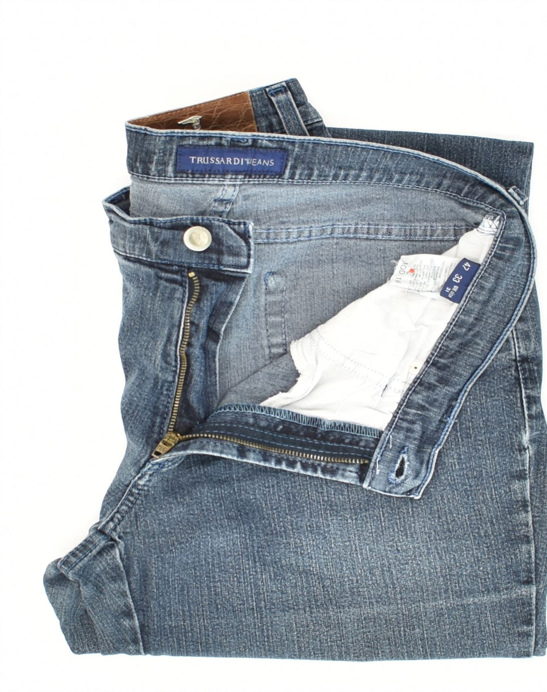 TRUSSARDI Womens 16 Straight Jeans W31 L32 Blue Cotton | Vintage Trussardi | Thrift | Second-Hand Trussardi | Used Clothing | Messina Hembry 