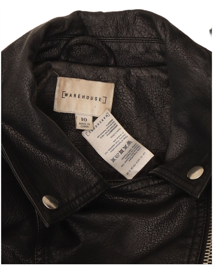 Giacca da motociclista in ecopelle da donna Warehouse UK 10 piccola in poliuretano nero