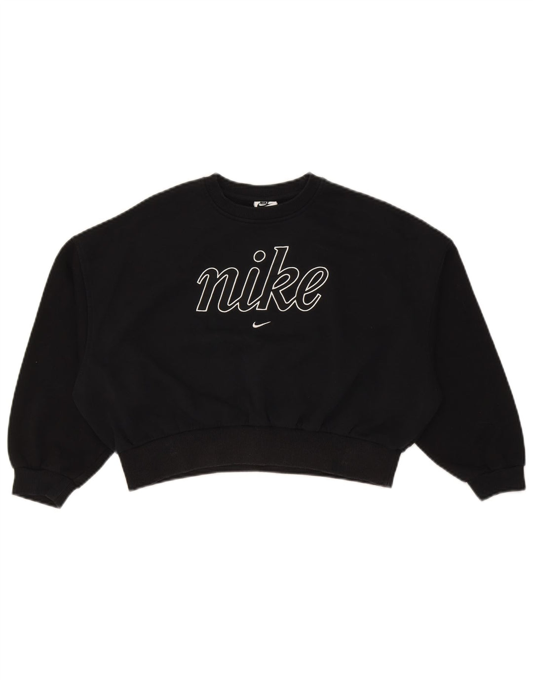 Felpa corta Nike per ragazze, oversize, 10-11 anni, media, nera