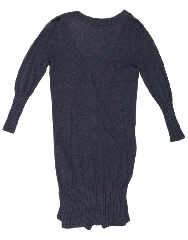 Maglione cardigan lungo da donna Marks & Spencer UK 10 piccolo blu navy