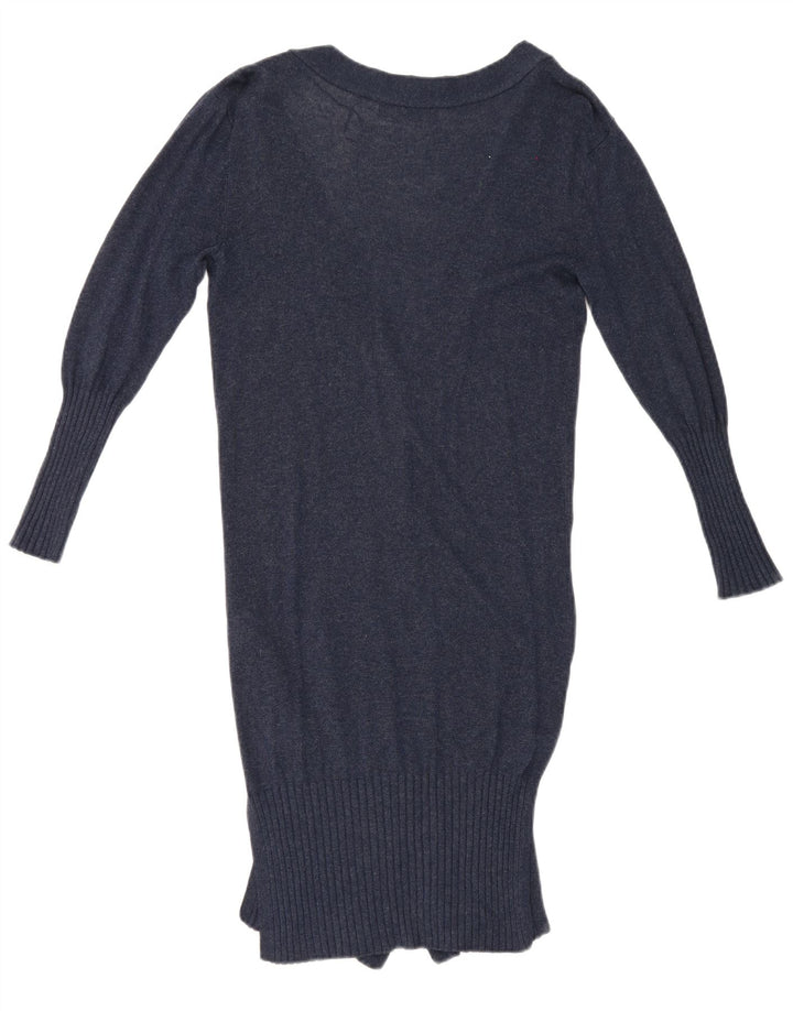 Maglione cardigan lungo da donna Marks & Spencer UK 10 piccolo blu navy