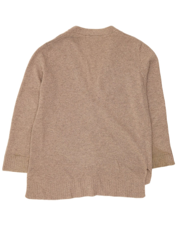 Maglione cardigan da donna Benetton UK 14 Lana beige medio