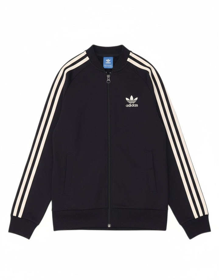 ADIDAS Boys Tracksuit Top Jacket 9-10 Years Navy Blue Polyester Sports