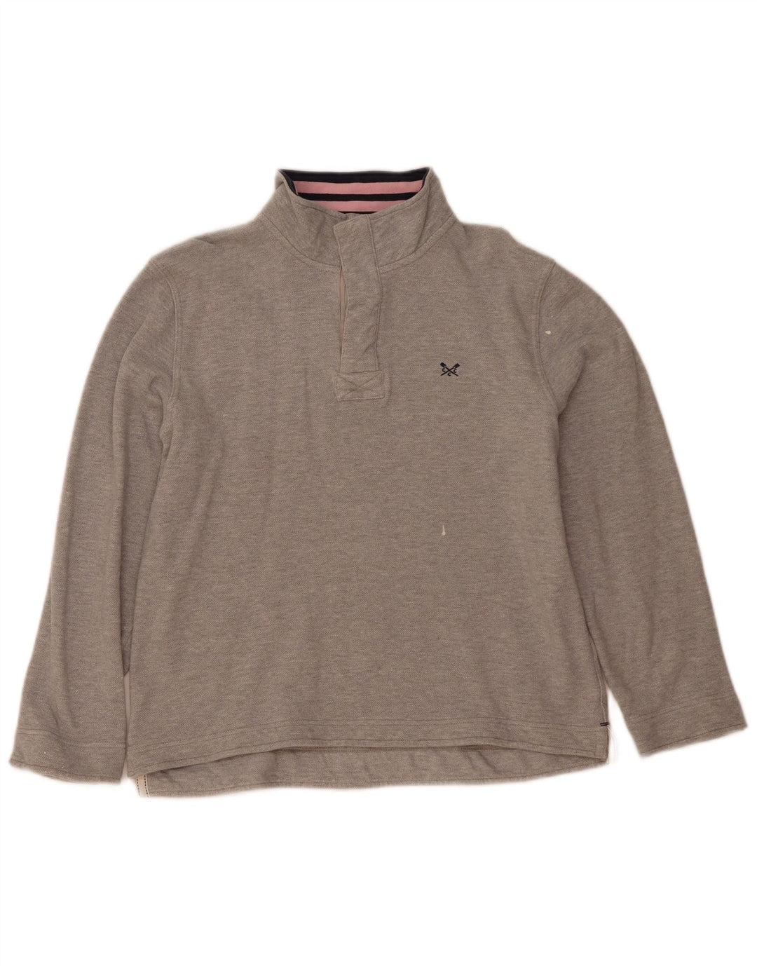 Crew Clothing Felpa con collo con zip da uomo Maglione grande in cotone grigio