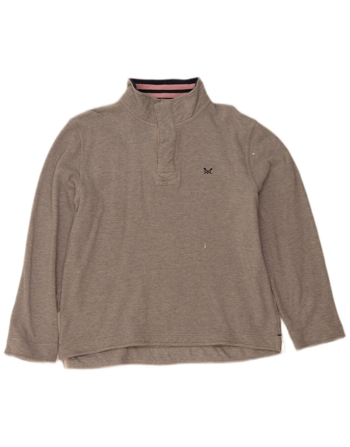 Crew Clothing Felpa con collo con zip da uomo Maglione grande in cotone grigio
