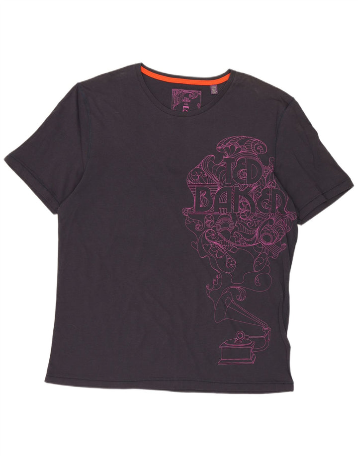 T-shirt grafica da uomo Ted Baker taglia superiore 5 XL cotone blu navy