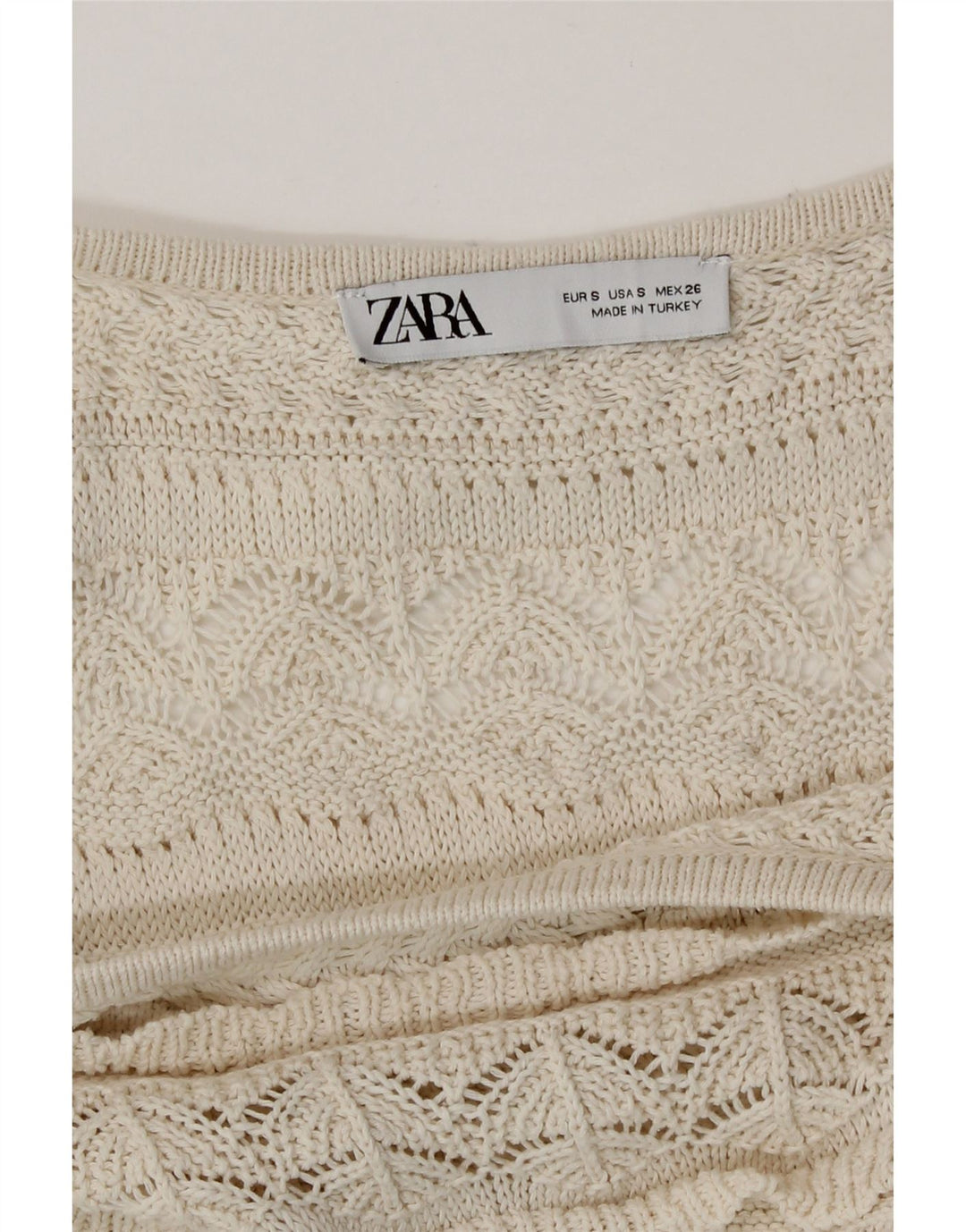 Top corto in camicetta all'uncinetto da donna Zara UK 10 piccolo beige