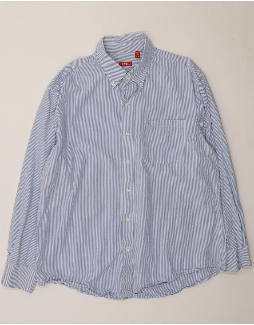 IZOD Mens Shirt XL Blue Pinstripe Cotton Vintage Izod and Second-Hand Izod from Messina Hembry 