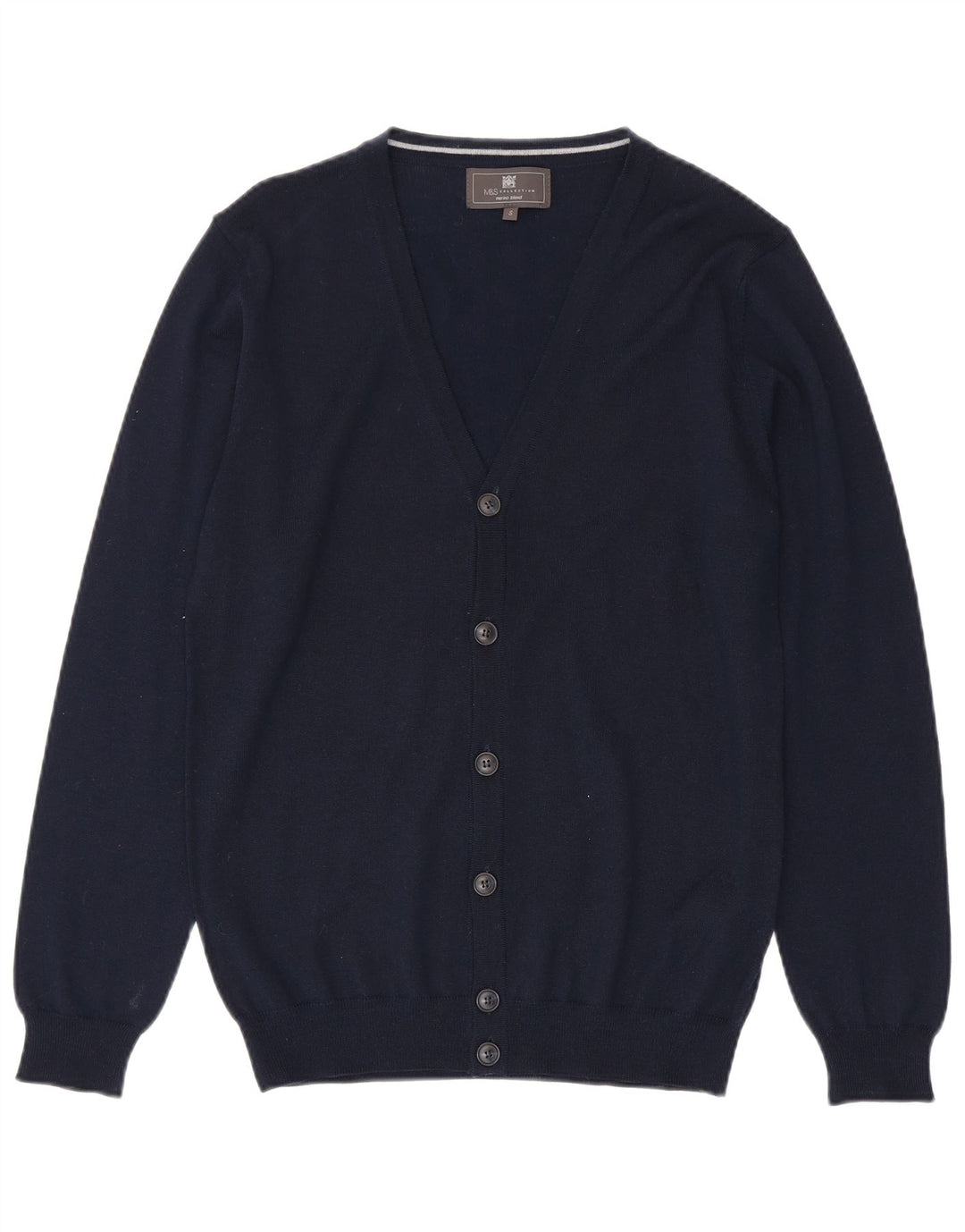 Maglione cardigan da uomo Marks & Spencer piccolo acrilico blu navy