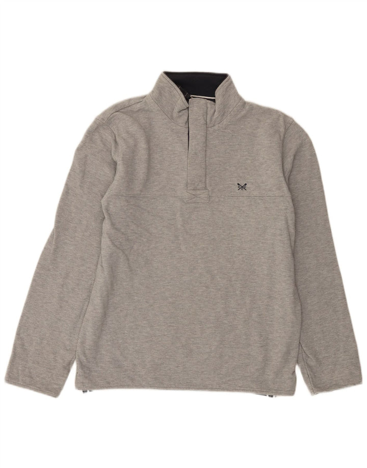 Crew Clothing Felpa da uomo con zip e collo Maglione in cotone chiazzato grigio medio