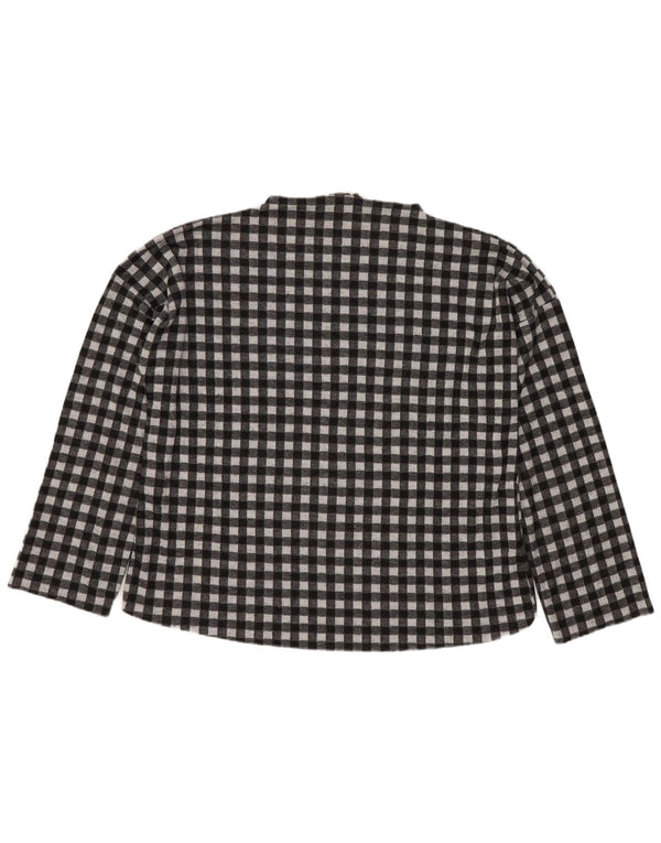 Zara Trafaluc Top oversize da donna a maniche lunghe UK 10 Small Black Gingham
