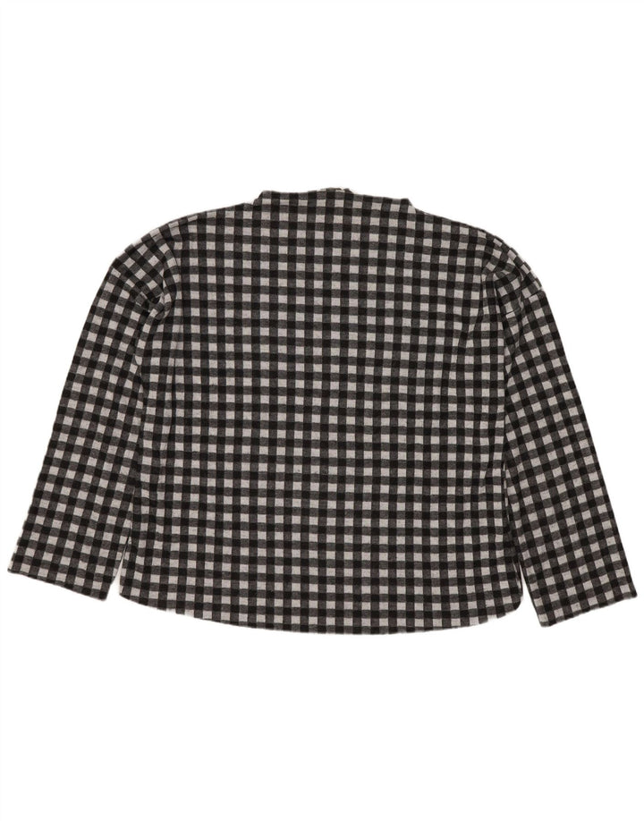 Zara Trafaluc Top oversize da donna a maniche lunghe UK 10 Small Black Gingham