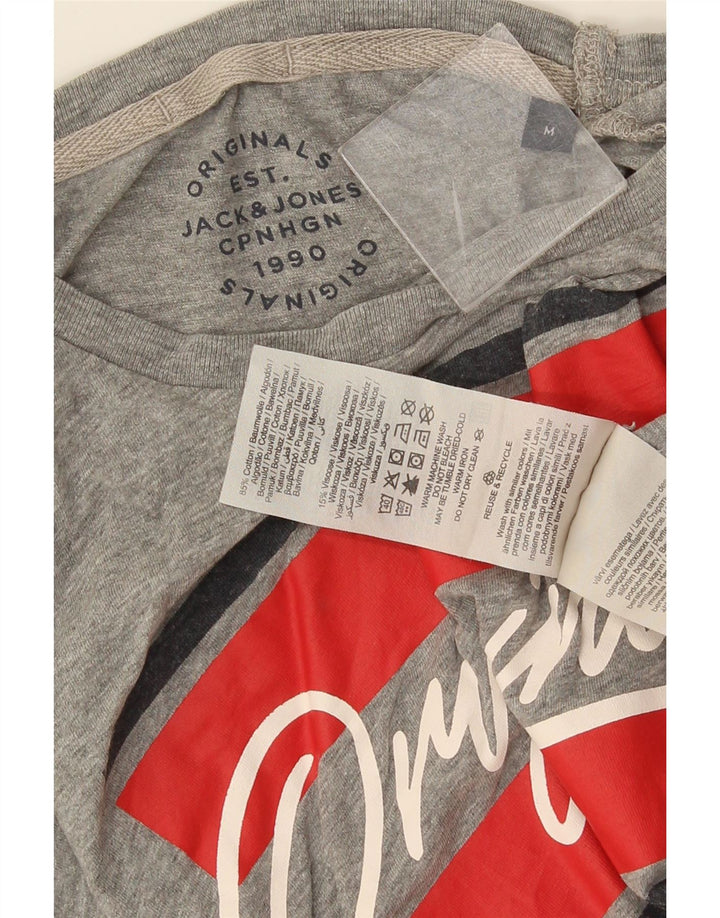 T-shirt grafica da uomo Jack & Jones Top in cotone grigio medio