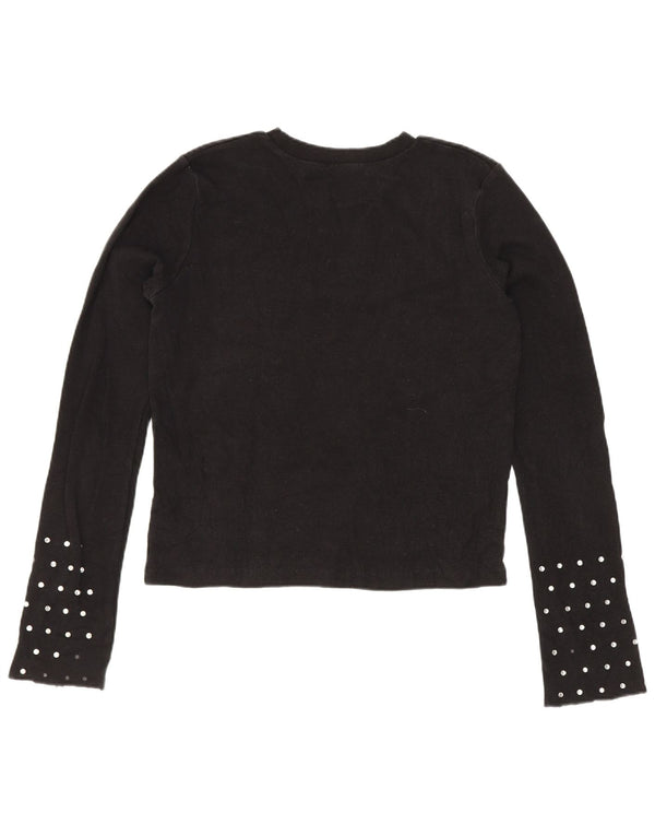 Top corto Zara Trafaluc da donna a maniche lunghe UK 10 piccolo cotone nero