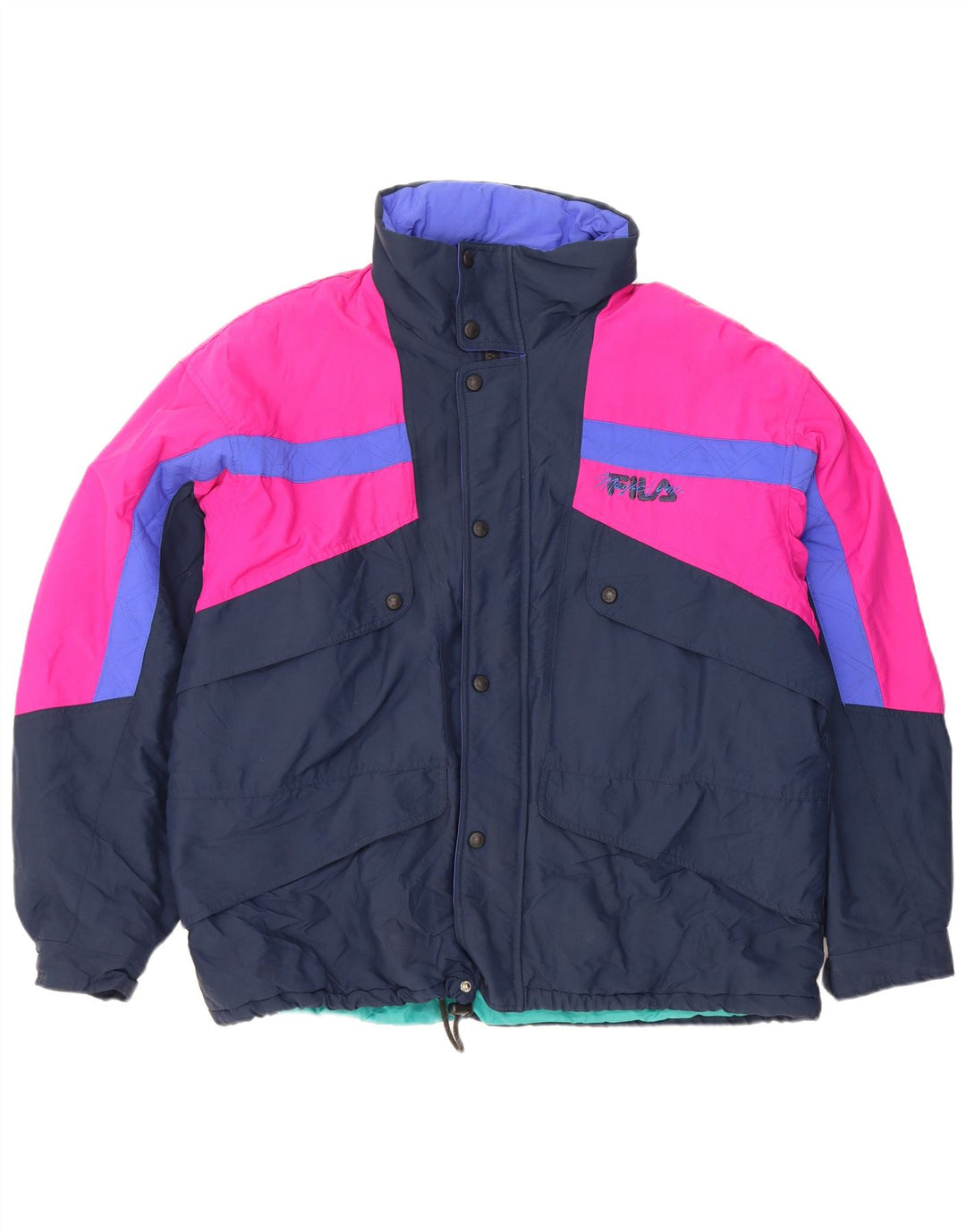 Giacca da sci con cappuccio Fila da uomo IT 54 2XL Poliestere color block blu navy