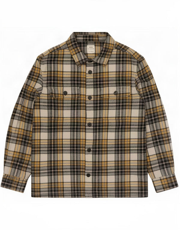 Marks & Spencer Camicia overshirt da uomo in flanella di cotone a quadri gialli grandi