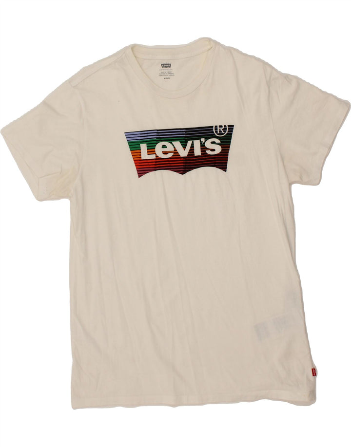 LEVI'S Mens Graphic T-Shirt Top Medium White Cotton Vintage Levi's and Second-Hand Levi's from Messina Hembry 